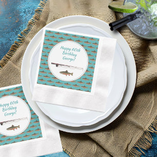 Adult Birthday Party Trout Fish Paper Napkin
