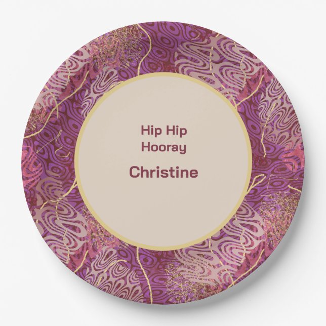 Adult Birthday Silhouette Stencil Art Pattern Paper Plate (Front)