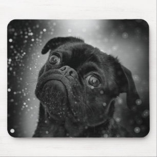 Adult black pug mouse mat