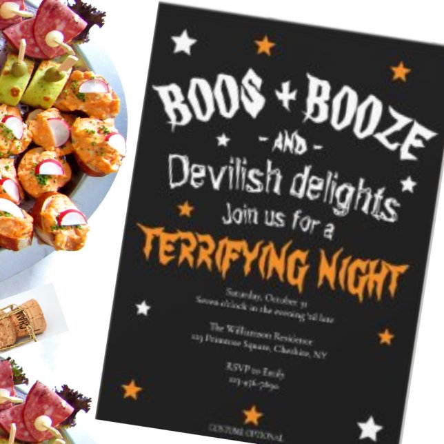 Adult Boos and Booze Halloween Party Invitation (Creator Uploaded)