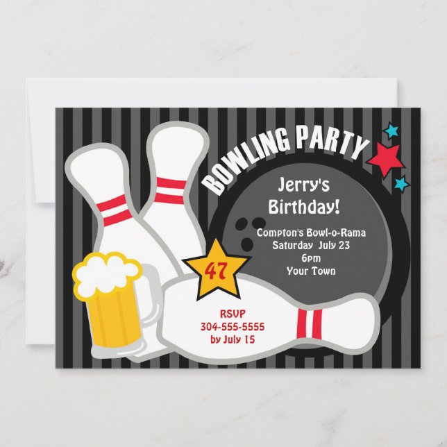 Adult Bowling Party Invitation (Front)