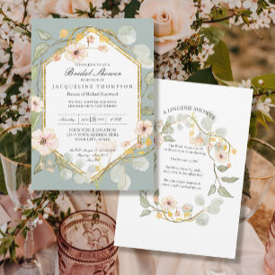 Adult Bridal Shower Silver Sage Rose Watercolor Invitation