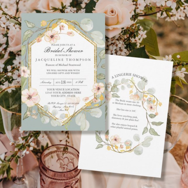 Adult Bridal Shower Silver Sage Rose Watercolor Invitation (Creator Uploaded)