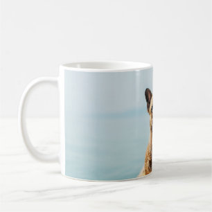 Adult brown French bulldog standing on kayak Coffee Mug