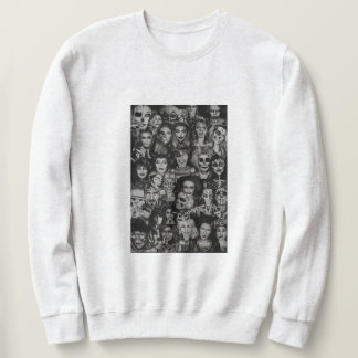 Adult BW Halloween Collage Crew Sweatshirt