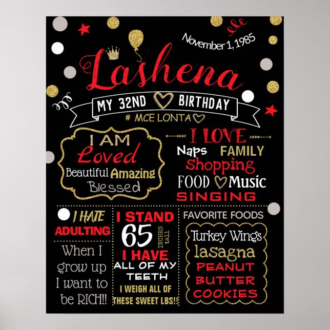 Adult cake smash Birthday chalkboard sign 30th (Front)