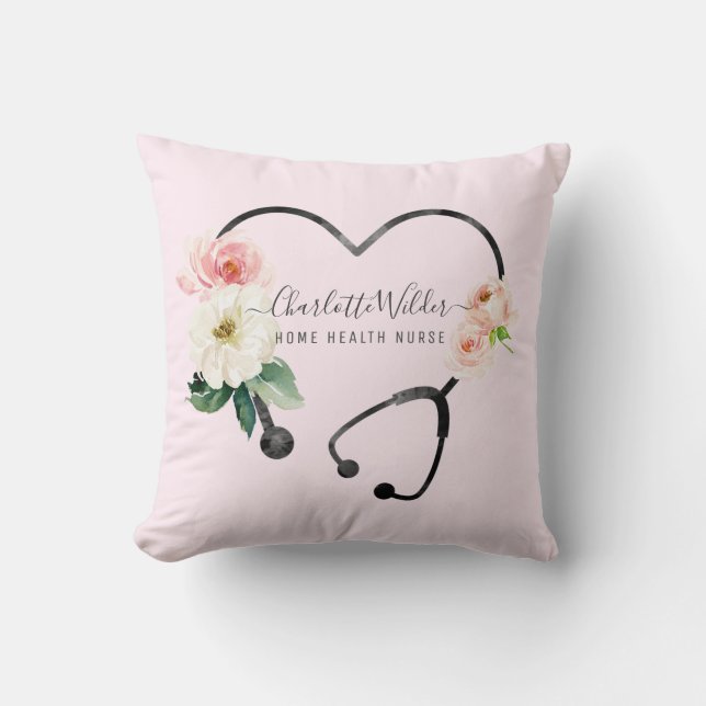 Adult Caregiver Nurse Home Healthcare Throw Pillow (Front)