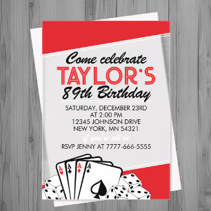 Adult Casino Poker Birthday Party Acrylic Invitations