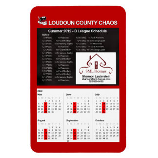 Adult Chaos - Summer 2012 B League Schedule Magnet