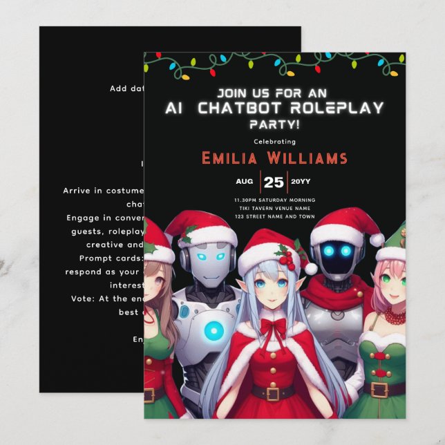 ADULT Chatbot Roleplay Party Anime Robot Christmas Invitation (Front/Back)