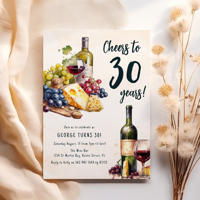 Adult Cheese And Wine Charcuterie 30th Birthday Invitation (Creator Uploaded)
