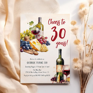 Adult Cheese And Wine Charcuterie 30th Birthday Invitation