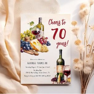 Adult Cheese And Wine Charcuterie 70th Birthday Invitation