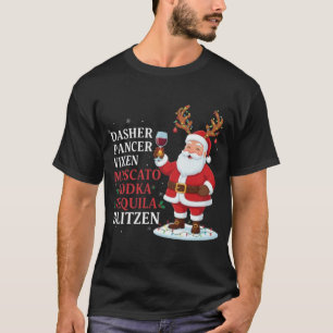🎅Adult Christmas Drinker Santa Reindeer Names  T-Shirt