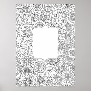 Adult Coloring Flowers DIY Poster (Large 20x28")