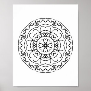 Adult Coloring Page Mandala Poster DIY Wall Art