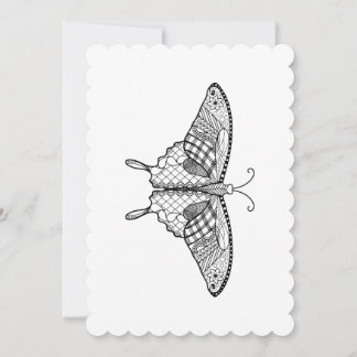 Adult Colouring Butterfly 5x7 Invitation Scalloped