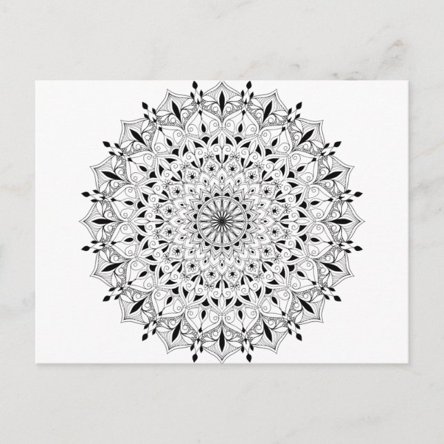 Adult colouring DIY mandala zen doodle flower Postcard (Front)