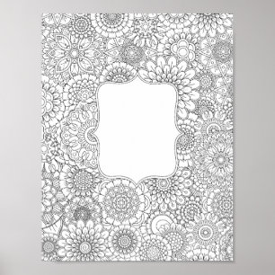 Adult Colouring Flowers DIY Poster (Large 8.5x11")