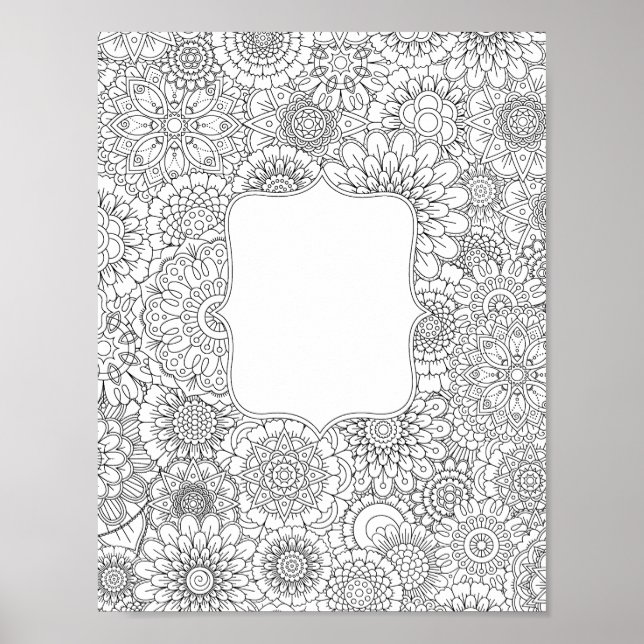 Adult Colouring Flowers DIY Poster (Large 8.5x11") (Front)