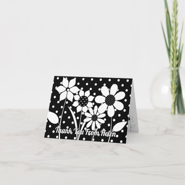 Adult Colouring Fun Flowers & Polka Dots Thank You Card (Front)