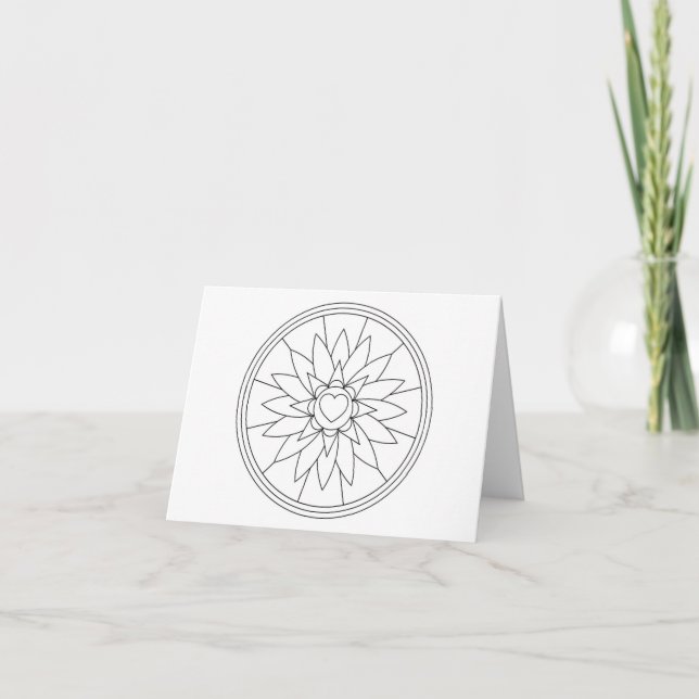 Adult Colouring Heart Note Card with Envelope (Front)