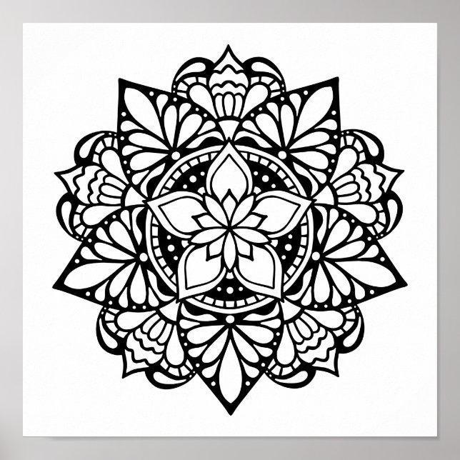 Adult Colouring Mandala Poster (Front)