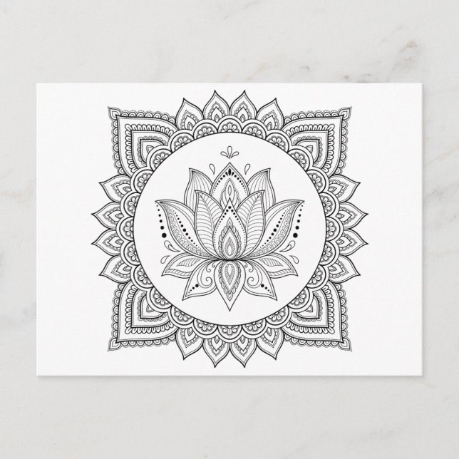 Adult colouring  oriental floral postcard (Front)