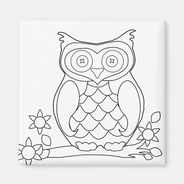 Adult Colouring Owl Magnet (Front)