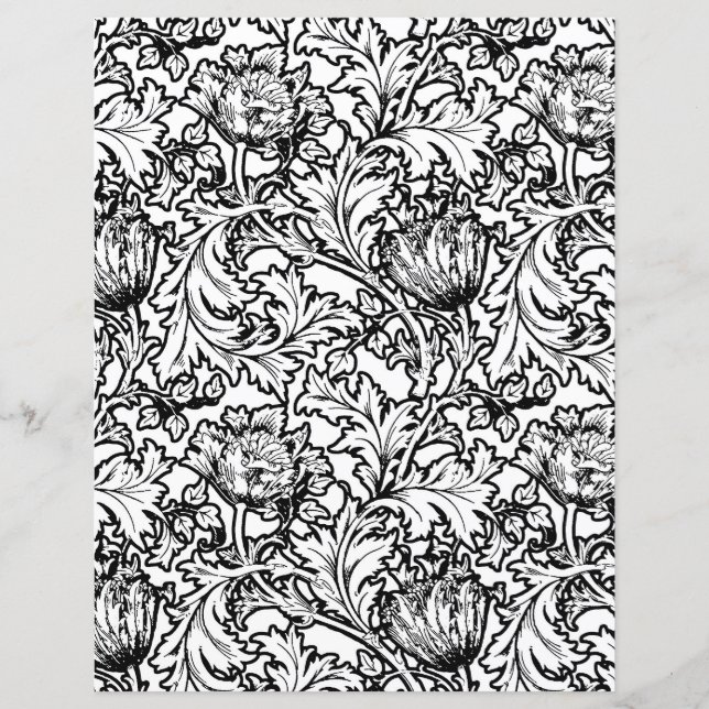 Adult Colouring Page, William Morris Anemone Flora (Front)