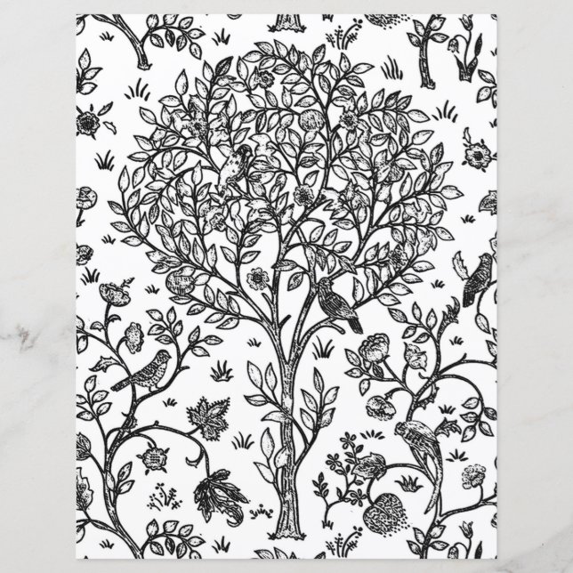Adult Colouring Page, William Morris Tree of Life (Front)