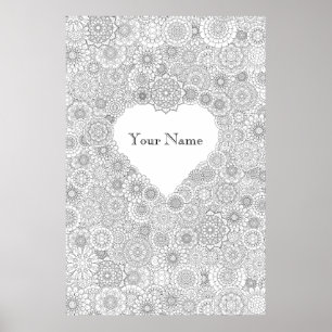 Adult Colouring Personalised Heart Poster (Large)