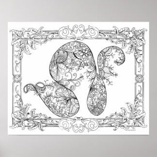 Adult Colouring Poster "Floral Swirls Art"
