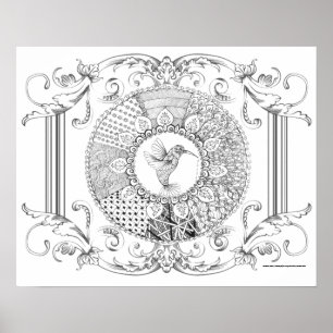 Adult Colouring Poster "I Love Hummingbirds Art"