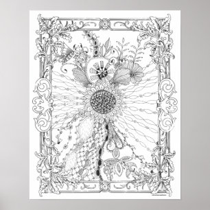 Adult Colouring Poster "Love of Sunflowers Art"