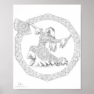 Adult Colouring Poster Mandala Flamenco Dancer