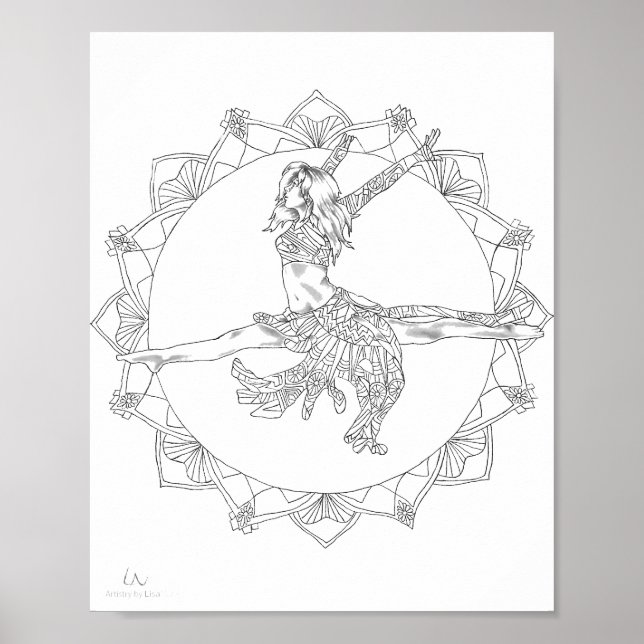 Adult Colouring Poster Mandala Jazz Dancer (Front)