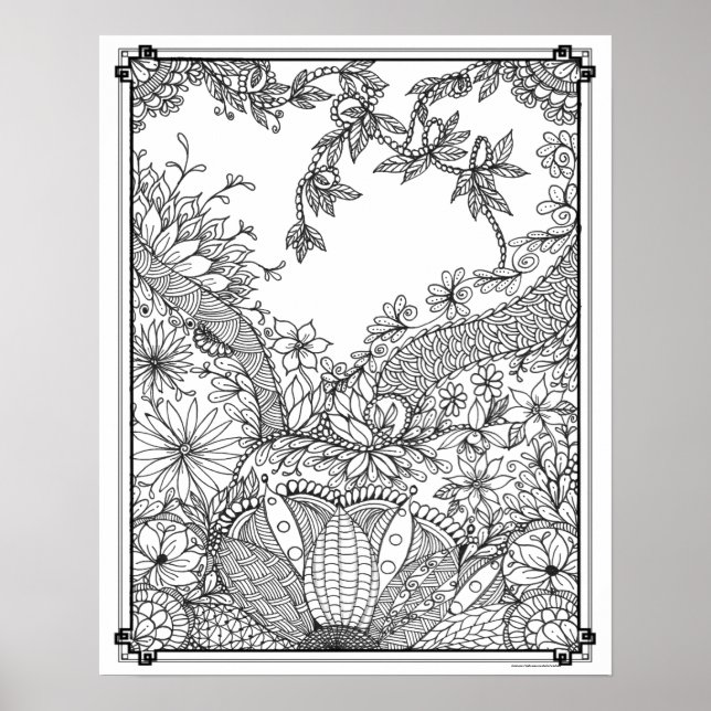 Adult Colouring Poster "Mother's Pearl Garden Art" (Front)