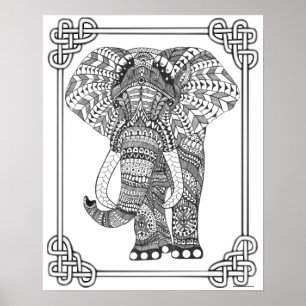 Adult Colouring Poster "Proud Elephant Art"