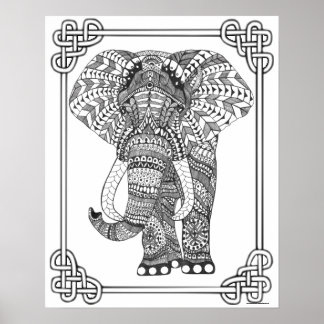 Adult Colouring Poster "Proud Elephant Art"