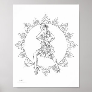Adult Colouring Poster Salsa Mandala Dancer