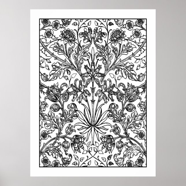Adult Colouring Poster William Morris Hyacinths (Front)