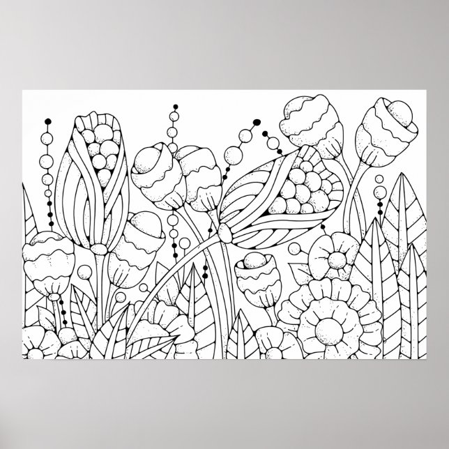 Adult Colouring Stylised Flowers 3 Poster (Front)