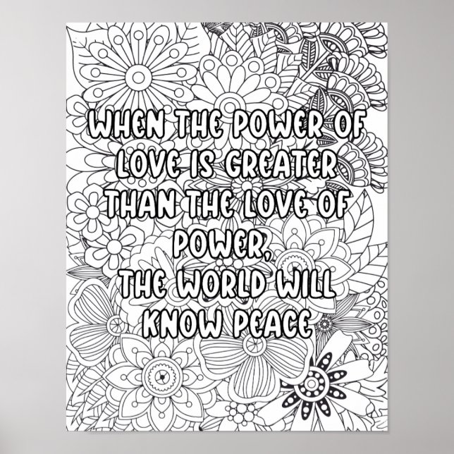 Adult Colouring-"When the power of.." Inspirationa Poster (Front)