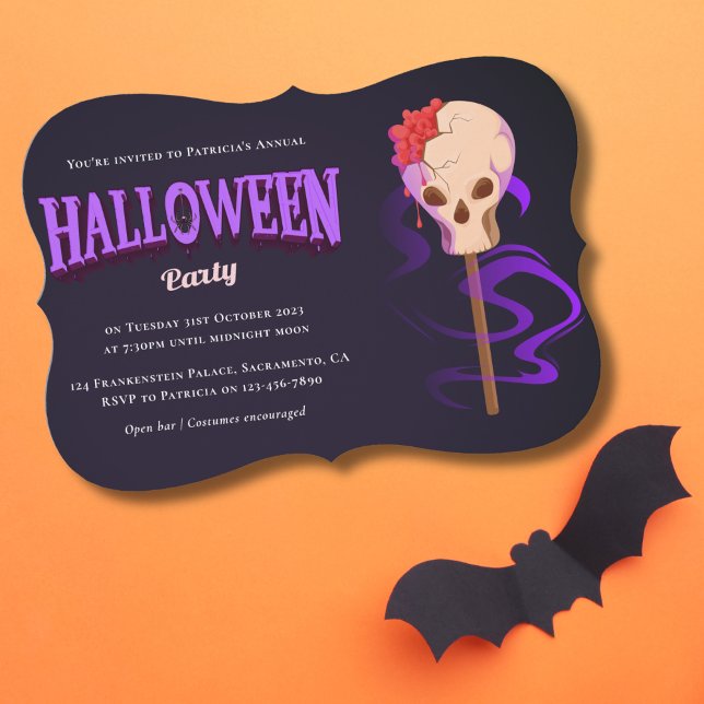 Adult Costumes & Cocktail Skull Halloween Party Invitation (Creator Uploaded)