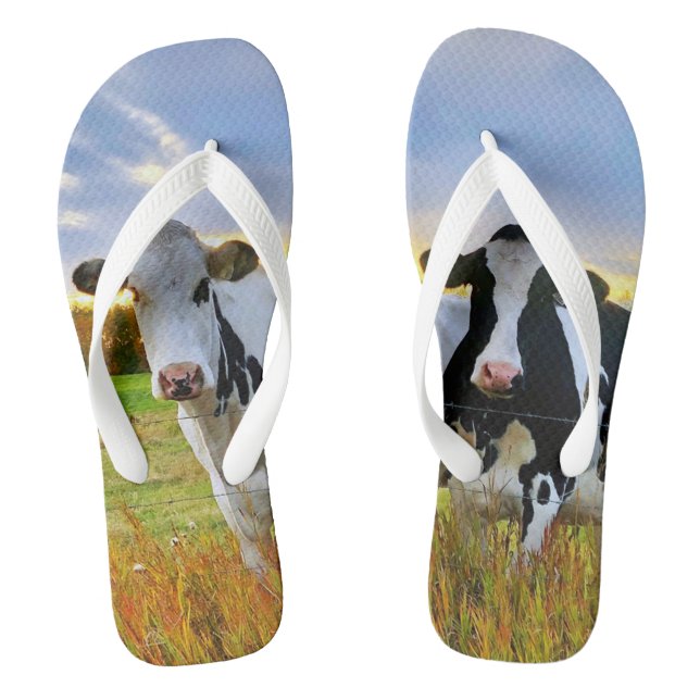 Adult Cow Flip Flops (Footbed)