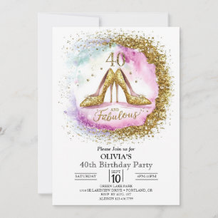 Adult Custom Digital Gold 40th Birthday Invitation