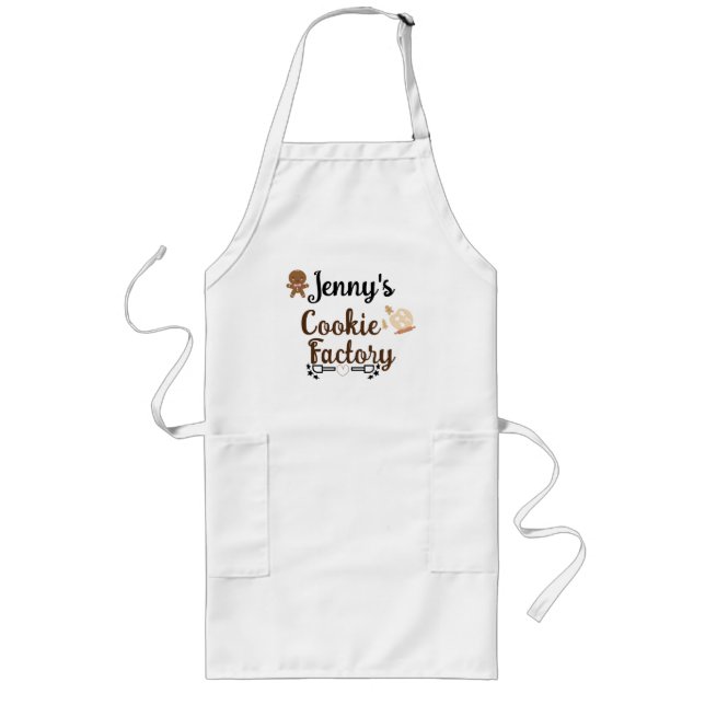 Adult Custom Name Holiday Christmas Cookie Baking Long Apron (Front)
