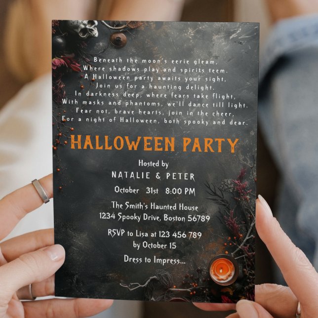 Adult Dark Grey Halloween Poem Invitation (Creator Uploaded)
