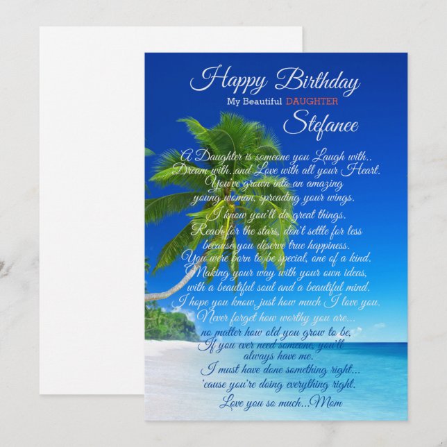 Adult Daughter Birthday Card  (Front/Back)